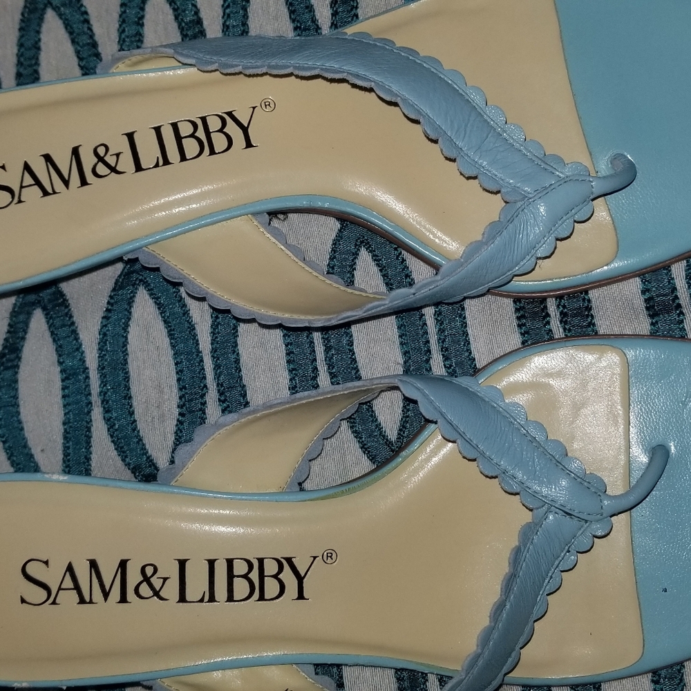 Light blue womens slip on sandals